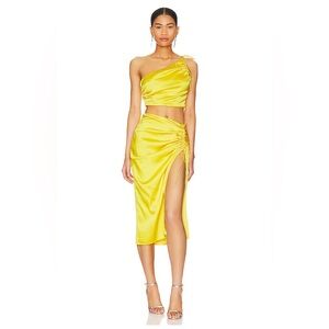 Superdwon  Kristy Ruched Skirt Set in Yellow Size XXS